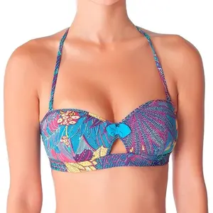 Haut de maillot de bain bandeau femme Huit Tropical Jungle Multicolore... pas cher