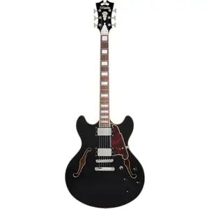 D'Angelico D'Angelico Premier DC Solid Black guitare semi-hollow body