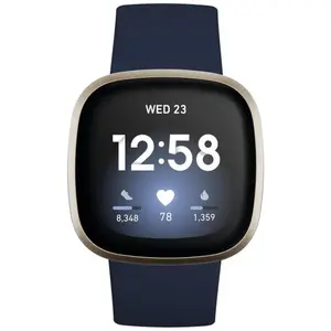Comparateur de prix : Fitbit Versa 3 40 mm or pÃ¢le et bracelet en silicone bleu nuit [Wi-Fi]