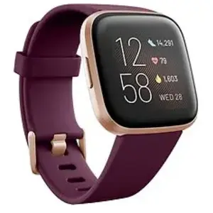 Fitbit Versa 2 - Rose Cuivre - Montre Connectée Avec Bracelet - Silicone - Bordeaux - Wi-Fi, Nfc, Bluetooth - 40 G pas cher