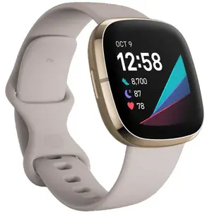 Fitbit Sense Smartwatch Blanc Ivoire/Acier Inoxydable Or pas cher