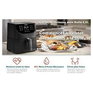 Comparateur de prix : Friteuse sans Huile - Cosori - 55L - 11 Programmes - Température Variable - Noir
