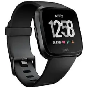 Fitbit Versa 34 mm noir aluminium et bracelet en silicone noir [Wi-Fi] pas cher