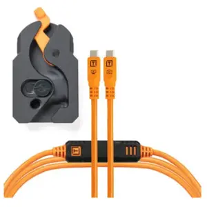 Tether Tools LeverLock & Cable Kit, Optima 10G, 15' (4.6m), straight orange pas cher
