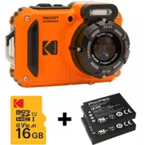 Comparateur de prix : Appareil photo Compact KODAK WPZ2 Orange + 1 Batterie + Carte 16 Go
