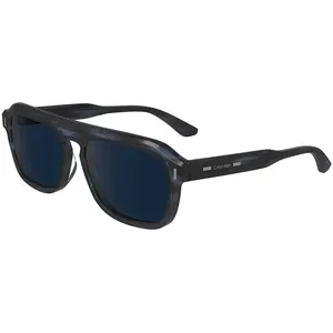 Calvin Klein Men's Sunglasses CK24504S - Striped Blue with Solid Blue Lens pas cher