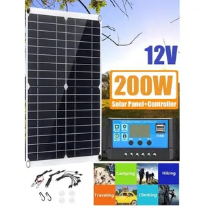 QINGQUE Kit de Panneau Solaire 200W 12V+Contrôleur de Charge Solaire 4...Vendu parcdiscount