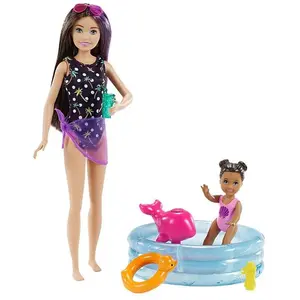 Comparateur de prix : Mattel Barbie Famille Coffret Piscine Avec Poupée Skipper Baby-Sitter Mattel Grp40