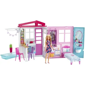 Comparateur de prix : Maison de poupée - BARBIE - Meublée pliable - 60 cm - Rose - Intérieur