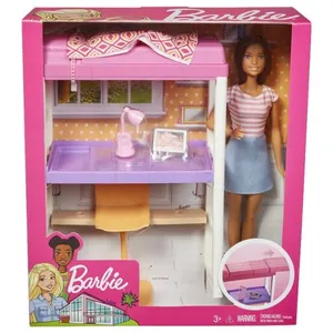 BARBIE Mobilier Barbie Brune et Chambre pas cher