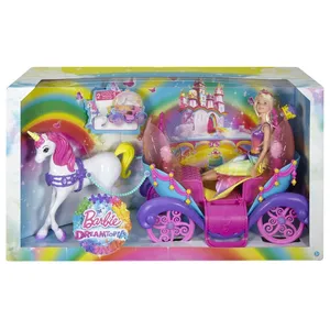 Mattel Poupée Barbie avec carrosse Arc-en-ciel pas cher