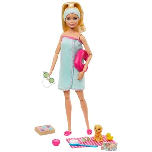 Poupée barbie avec chiot - séance au spa mattel bleu 887961810899 pas cher