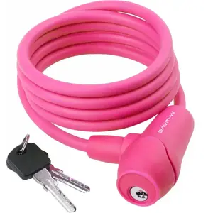 Cadenas spirale en silicone M-Wave 1500x8 mm Rose avec verrouillage automatique