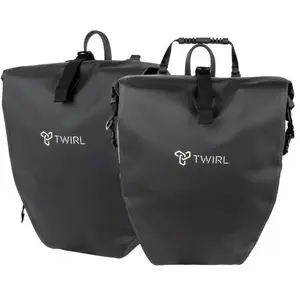 Comparateur de prix : TWIRL Sacoche de vélo pour porte-bagages DOUBLE, 2x 22 litres, avec poignée, bandoulière et petite poche intérieure amovible, sac de porte-bagages, sac arrière de vélo, noir