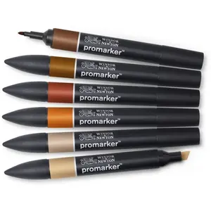 Comparateur de prix : Feutres ProMarker - Winsor et Newton - Set 2 - 6 Marqueurs - Double-pointe - Non toxiques