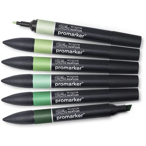 Lot de 6 Feutres Promarker - tons verts - Winsor et Newton pas cher