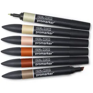 Comparateur de prix : Feutres ProMarker - Tons terreux - Winsor et Newton - Lot de 6 - Pointe large ciselée et pointe ogive fine