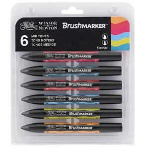 Winsor & Newton 6 marqueurs Brushmarkers - Tons moyensVendu parscrapmalin