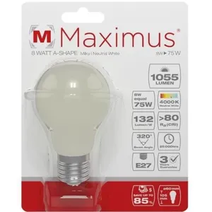 MAXIMUS Milky Led dimmable standard e27 8w 1055lm chaud boite pas cher
