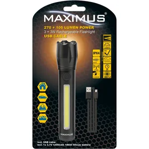 Maximus - Lampe torche rechargeable 2 en 1 M-FL-028 - 270lm pas cher