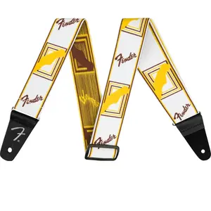 Comparateur de prix : Fender Weighless 2 Monogrammed Strap sangle guitare blanc/marron/jaune