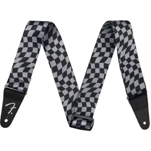 Fender Wavy Checkerboard Polyester Strap Gray sangle guitare pas cher