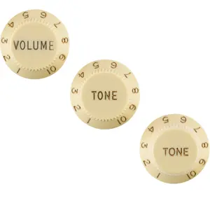 Fender Strat Knobs, Aged White (Volume, Tone, Tone) (3) Lhed pas cher