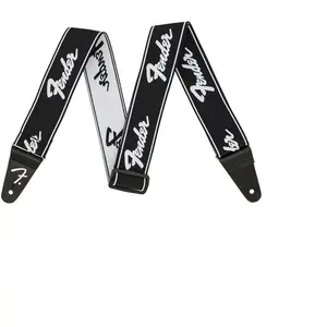 Comparateur de prix : Fender Weighless Strap Sangle pour guitare Running Logo Black and White