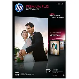 HP Papier photo à finition brillante Premium Plus A6 - 25 feuilles - 300g
