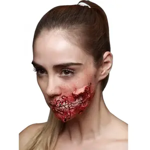 Vegaoo Fausse blessure Dents Apparentes Adulte Halloween - Rouge - Taille Unique pas cher