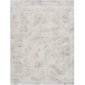 Surya LIVABLISS Tapis de Salon à Poils Courts Doux Vintage Oriental VICKY 160x215cm Blanc/Gris pas cher