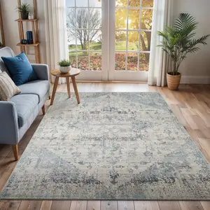 Tapis Vintage Oriental Ivoire/Bleu 200x275 cm - Surya pas cher