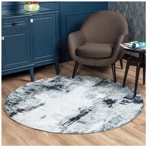 SURYA Tapis Rond Abstrait Moderne Bleu/Blanc/Gris Ø 160 cm pas cher