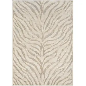 Surya LIVABLISS Tapis de Salon à Poils Courts Doux Zébré Bohème CYBELE 160x220cm Gris/Beige