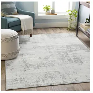 LIVABLISS Tapis abstrait moderne gris ivoire 200x290 cm VICTOIRE pas cher