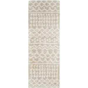 SURYA Tapis de Couloir Shaggy Bohème Ivoire/Beige 80x220 cm pas cher
