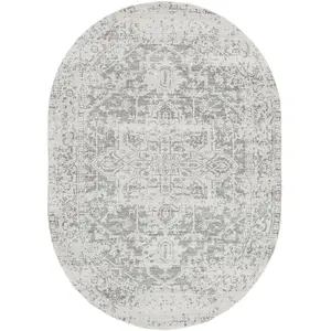SURYA Tapis oval vintage oriental gris blanc 200x275 cm JULIETTE pas cher