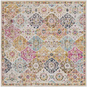 Surya Tapis Carré Vintage Oriental Multicolore/Orange 200x200 pas cher