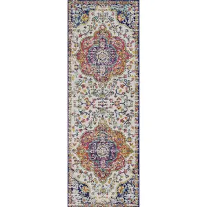 SURYA Tapis de couloir vintage oriental multicolore rose 80x230 cm JULIA pas cher
