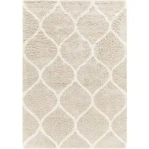 Surya - Tapis Shaggy Oriental Blanc/Beige 160x220 cm pas cher