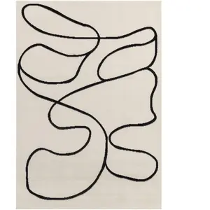 Surya Tapis scandinave bohème blanc noir 152x213 cm LYLOU pas cher