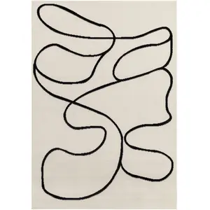 Tapis Scandinave Bohème Blanc/Noir 200x275 cm - Surya pas cher