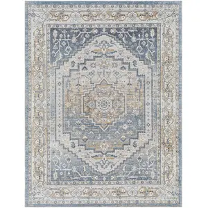 Surya - Tapis Vintage Lavable en Machine Bleu/Gris 160x213 cm pas cher