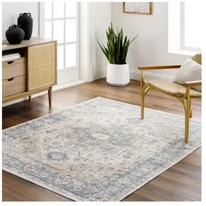 Surya Tapis Vintage Lavable en Machine Marron/Bleu 160x213 pas cher