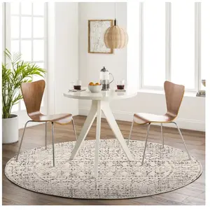 Livabliss Tapis rond scandinave bohème blanc noir  ø 160 cm OLIMPIA