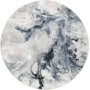 Tapis Rond Abstrait Moderne Bleu/Gris ø 160 cm - Surya pas cher