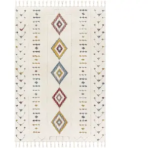 Tapis Shaggy Bohème Multicolore/Blanc 160x213 cm - Surya pas cher