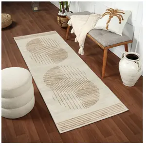 Surya Tapis de Couloir Scandinave Moderne Beige/Brun 80x220 pas cher