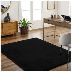 Livabliss Tapis Shaggy Uni Noir 160x213 pas cher