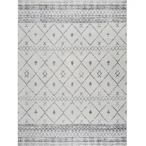 Surya LIVABLISS Tapis de Salon à Poils Courts Doux Berbère Ethnique MYA 120x170cm Blanc/Gris